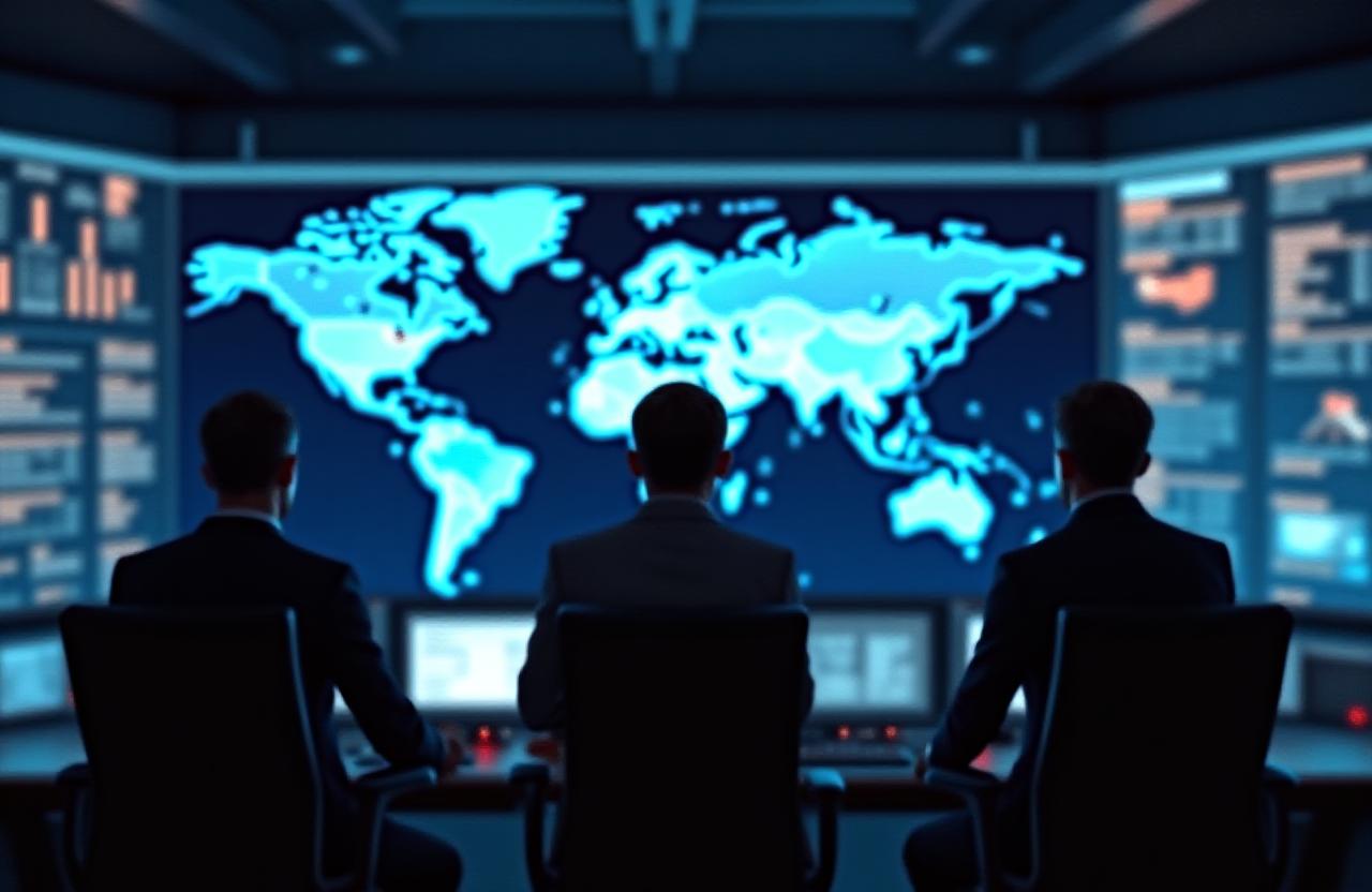 Modern logistics hub with high-tech tracking screens